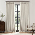 90 Inch Pinch Pleated Blackout Linen Curtains, 2 Panels X650