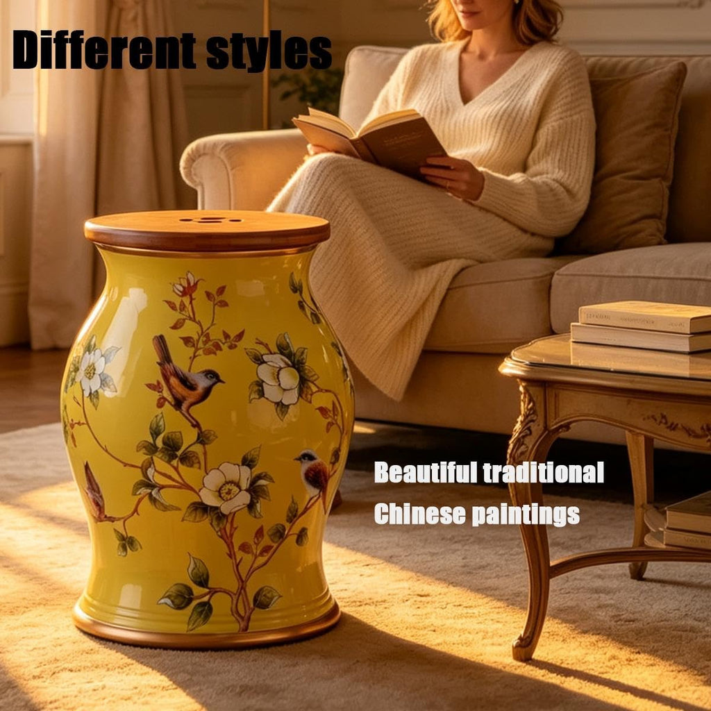 Ceramic Garden Stool Hand-Painted Drum Stool U6501