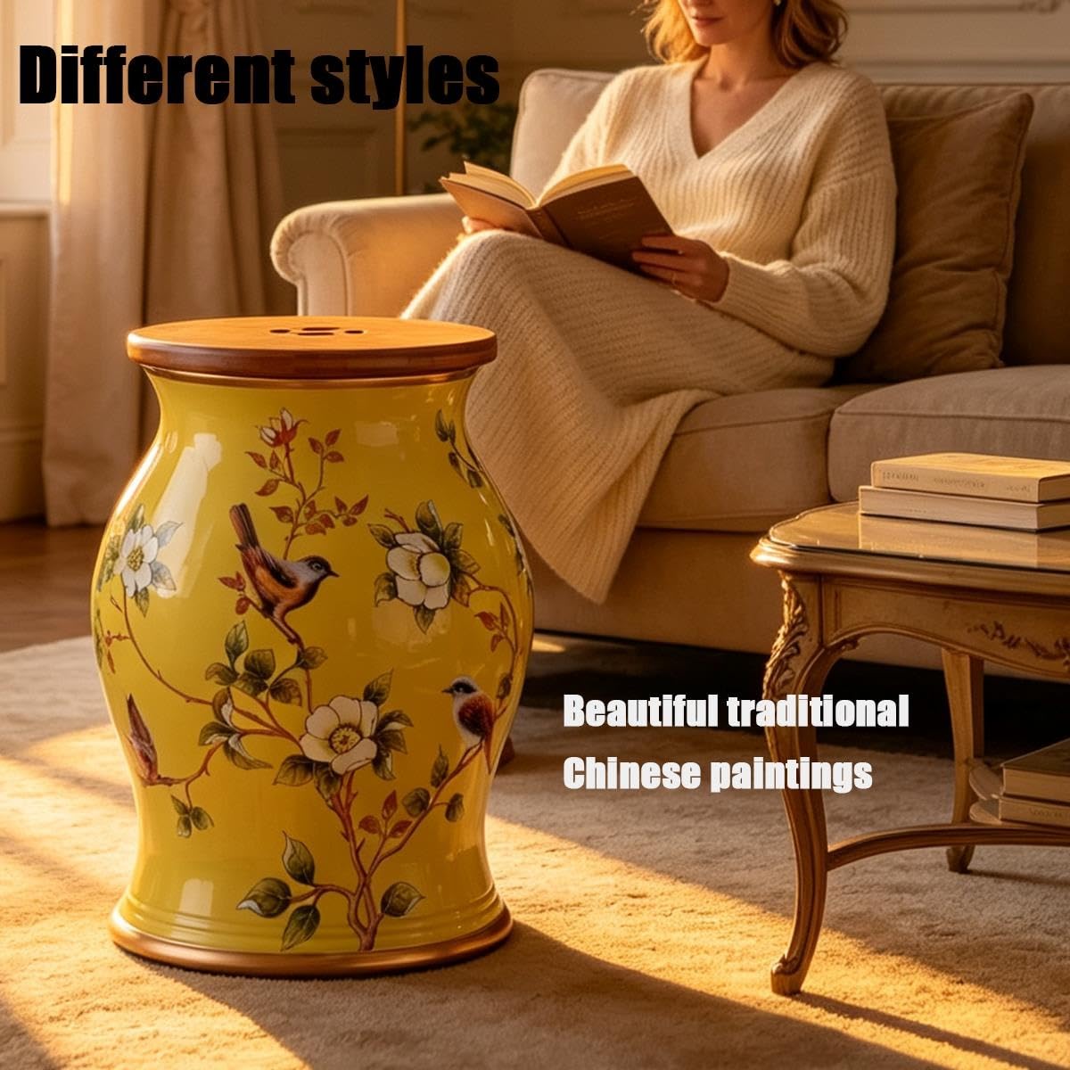 Ceramic Garden Stool Hand-Painted Drum Stool U6501