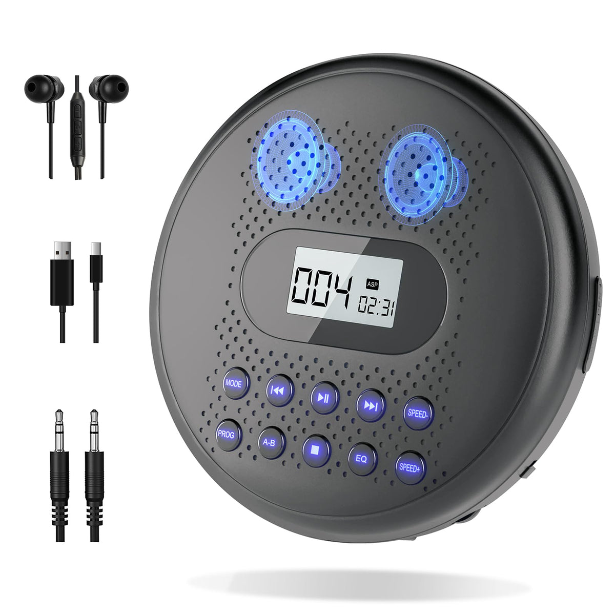 Portable CD Player with Dual Stereo Speakers E9823
