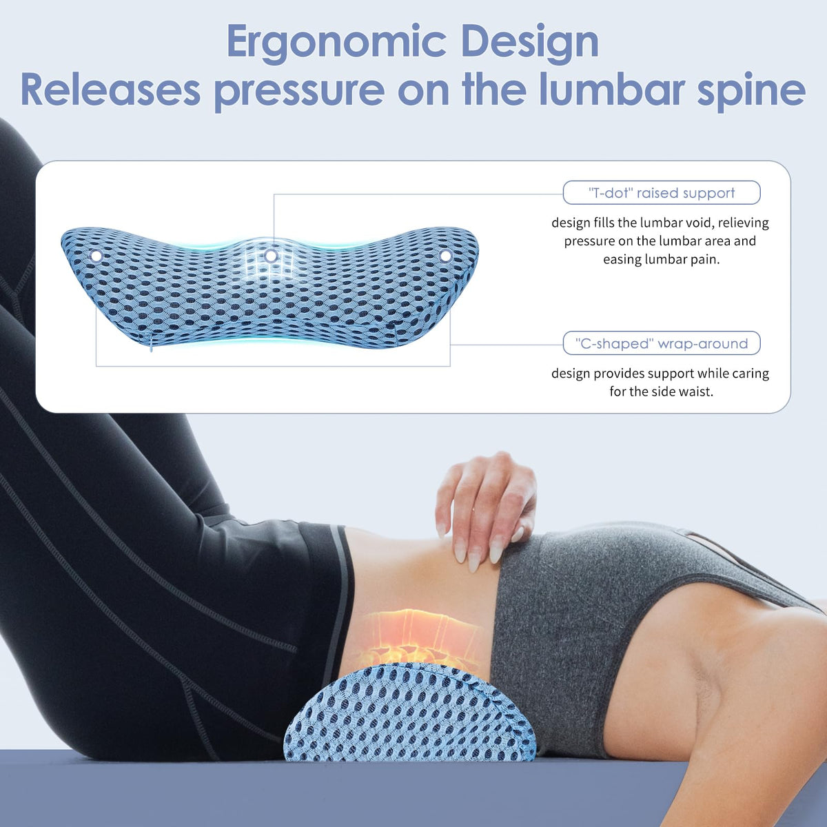Blue Ergonomic Lumbar Support Pillow S8727