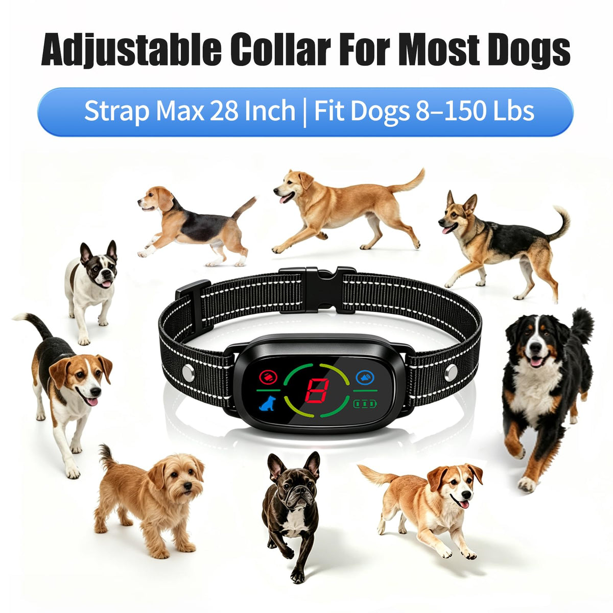 Rechargeable Dog Bark Collar with 3 Beep & Vibration Modes W40988