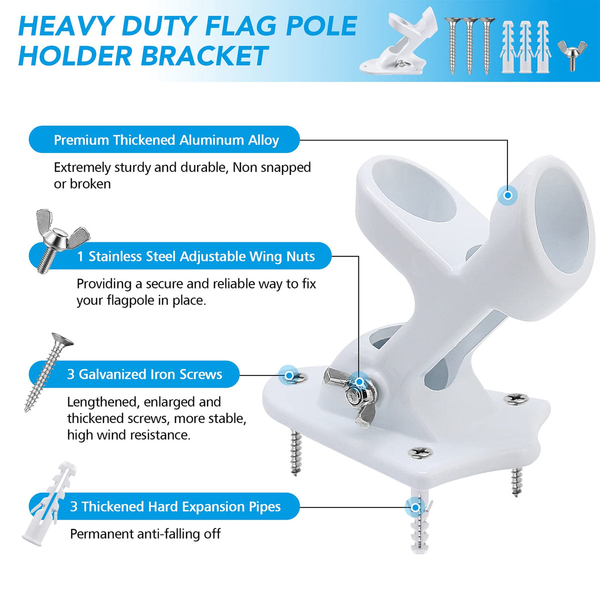 Heavy Duty Aluminum Flag Pole Holder D473