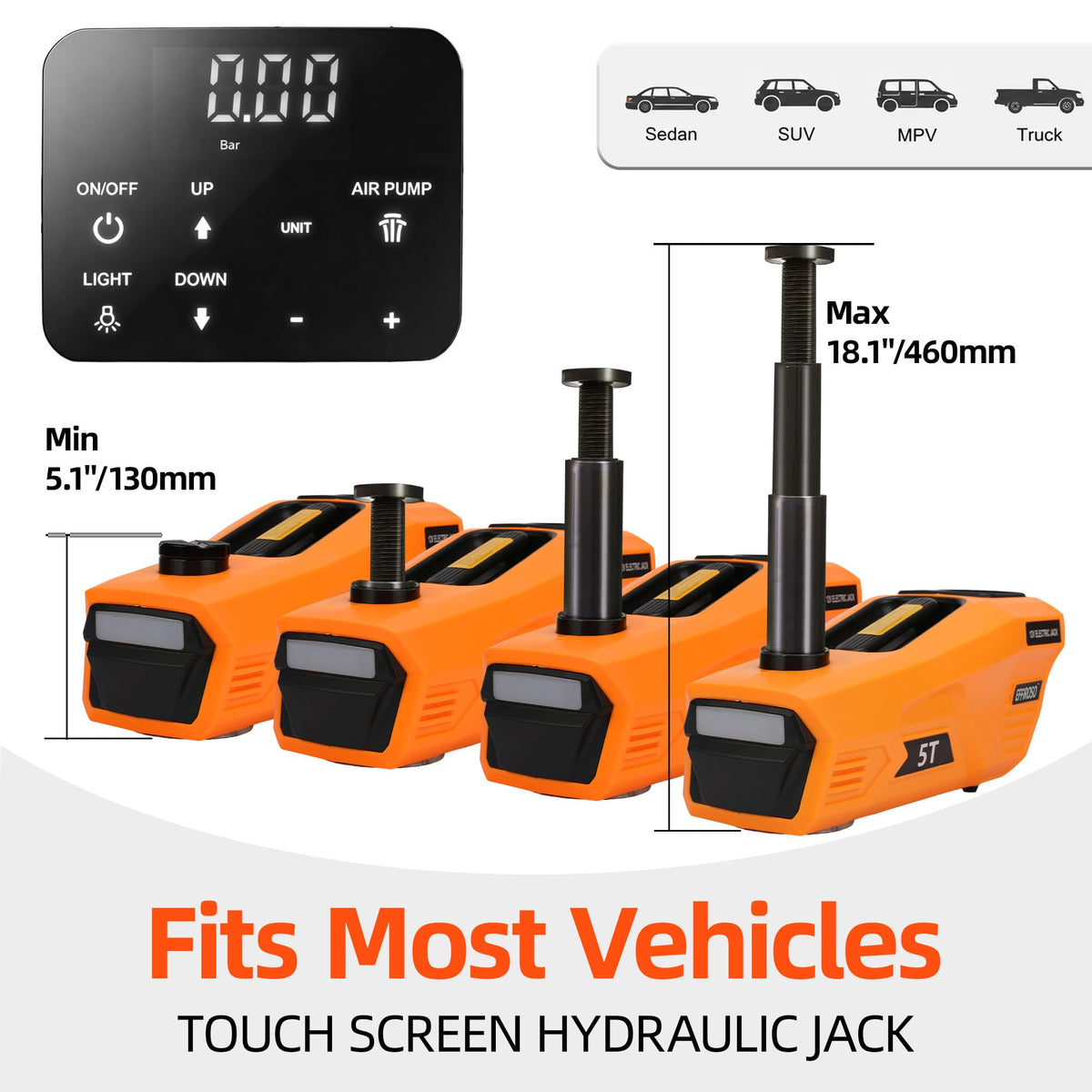 5 Ton 12V Electric Car Jack Kit with Impact Wrench and Tire Inflator Pump O599763