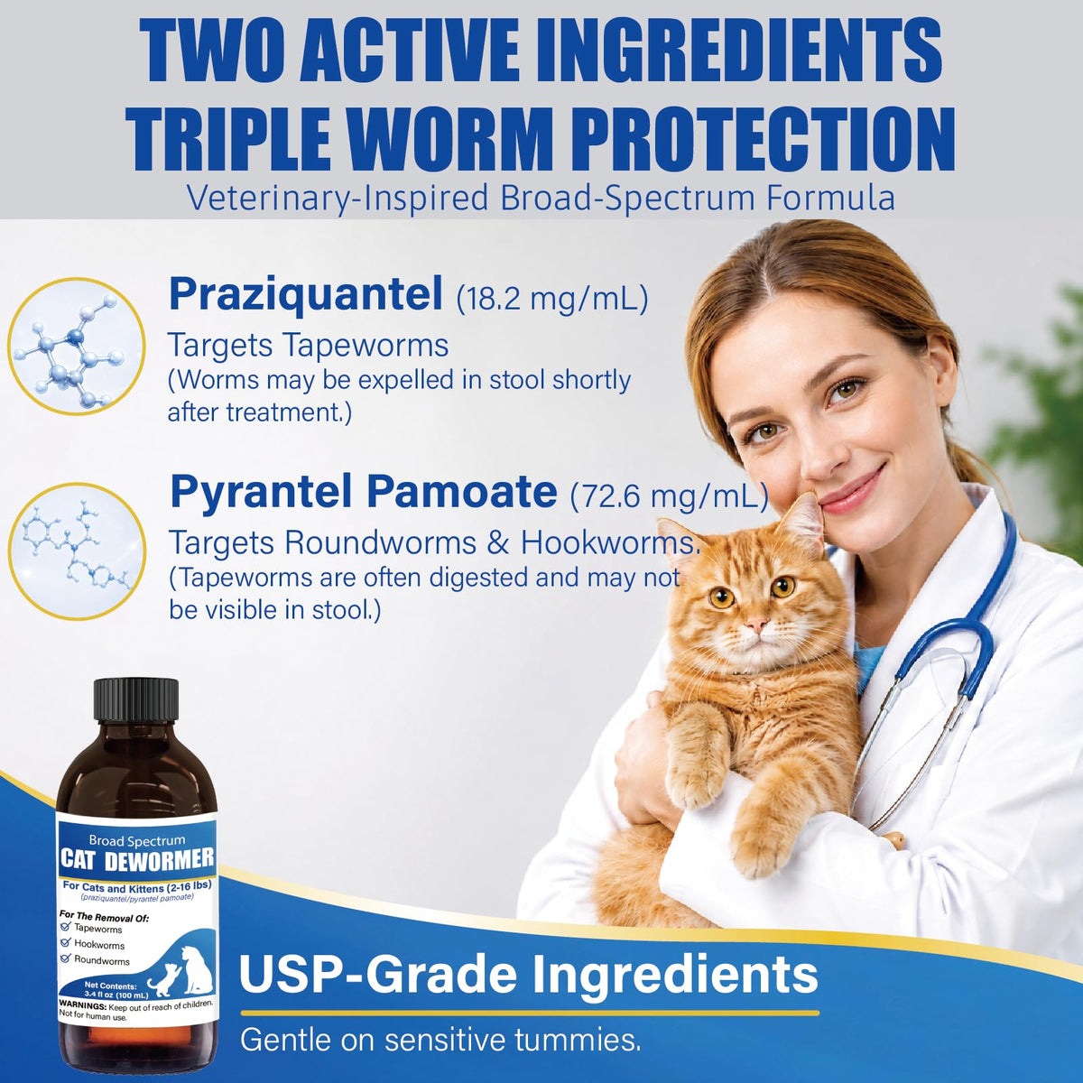 Cat Dewormer Liquid 100 mL with Oral Syringe A44945