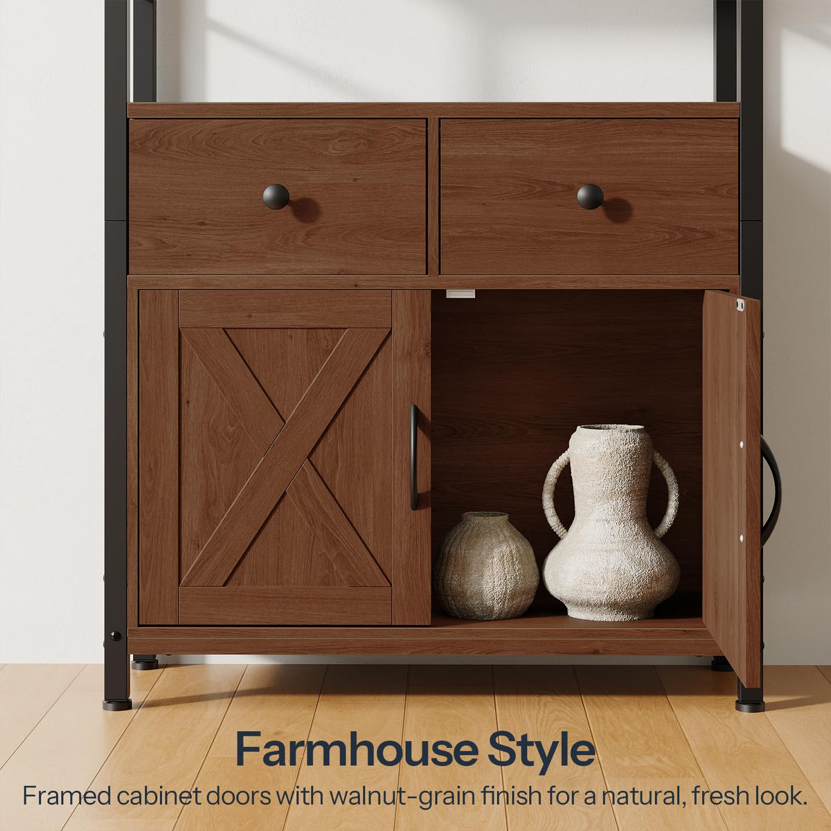 Wooden and Metal Bookshelf with Doors and Drawers G45332