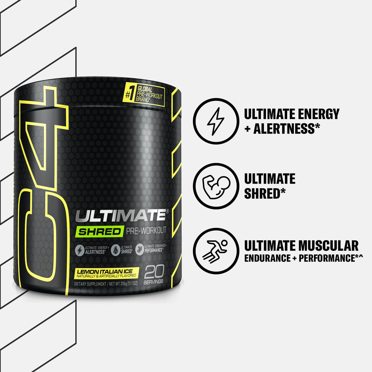 Pre Workout Powder Fat Burner Supplement With Ginger Root Extract 20 Servings J827269