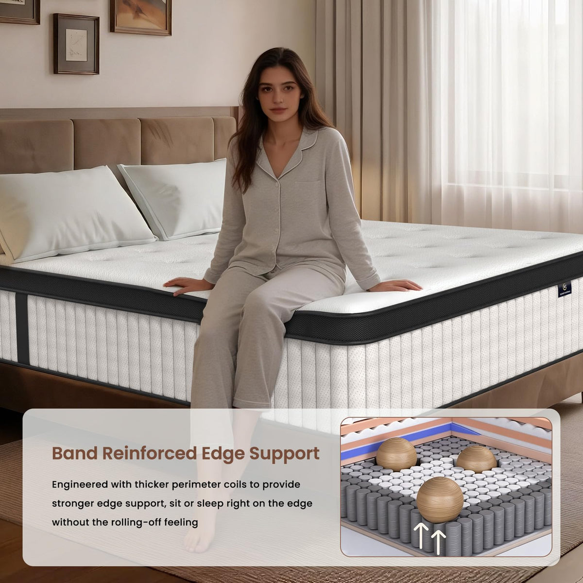 12 Inch Fiberglass Free Hybrid Mattress K66903