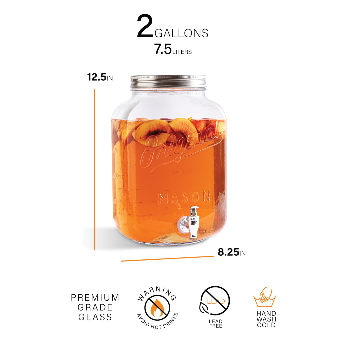 2 Gallon Glass Drink Dispenser with Spigot B46942