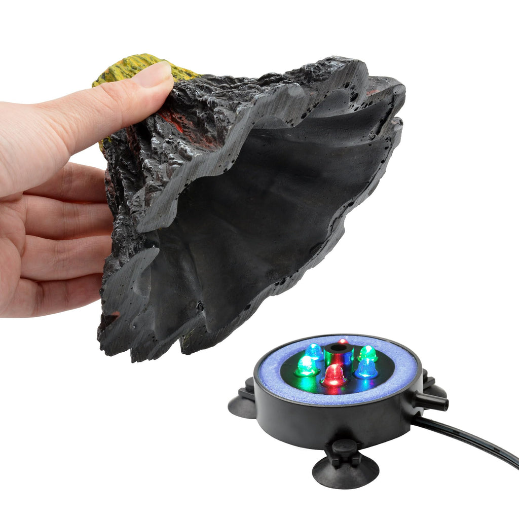 Aquarium Bubbler Decoration LED Volcano Ornament N3275