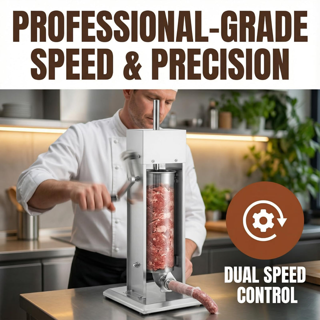 7 L Vertical Stainless Steel Sausage Stuffer with 4 Stuffing Tubes M362474