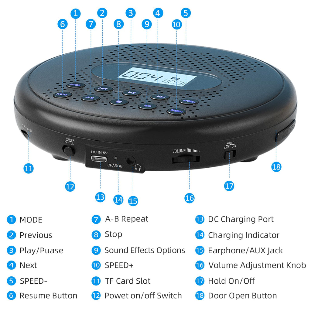 Portable CD Player with Dual Stereo Speakers E9823