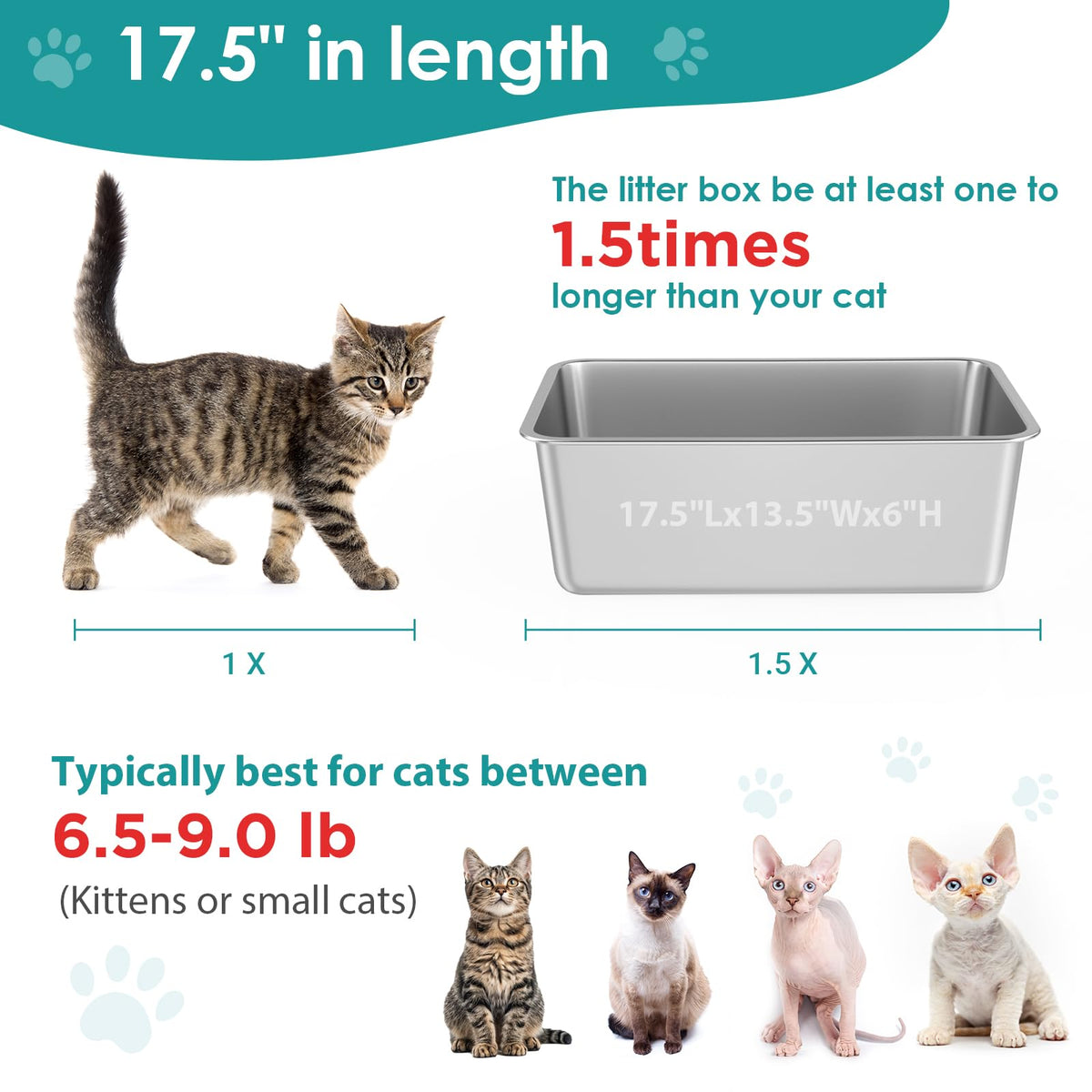 Stainless Steel Small Cat Litter Box M25446