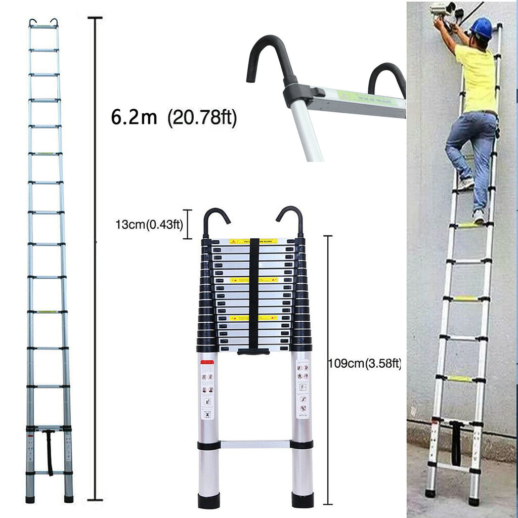 20.34 ft Aluminum Telescopic Ladder 330lbs M528915