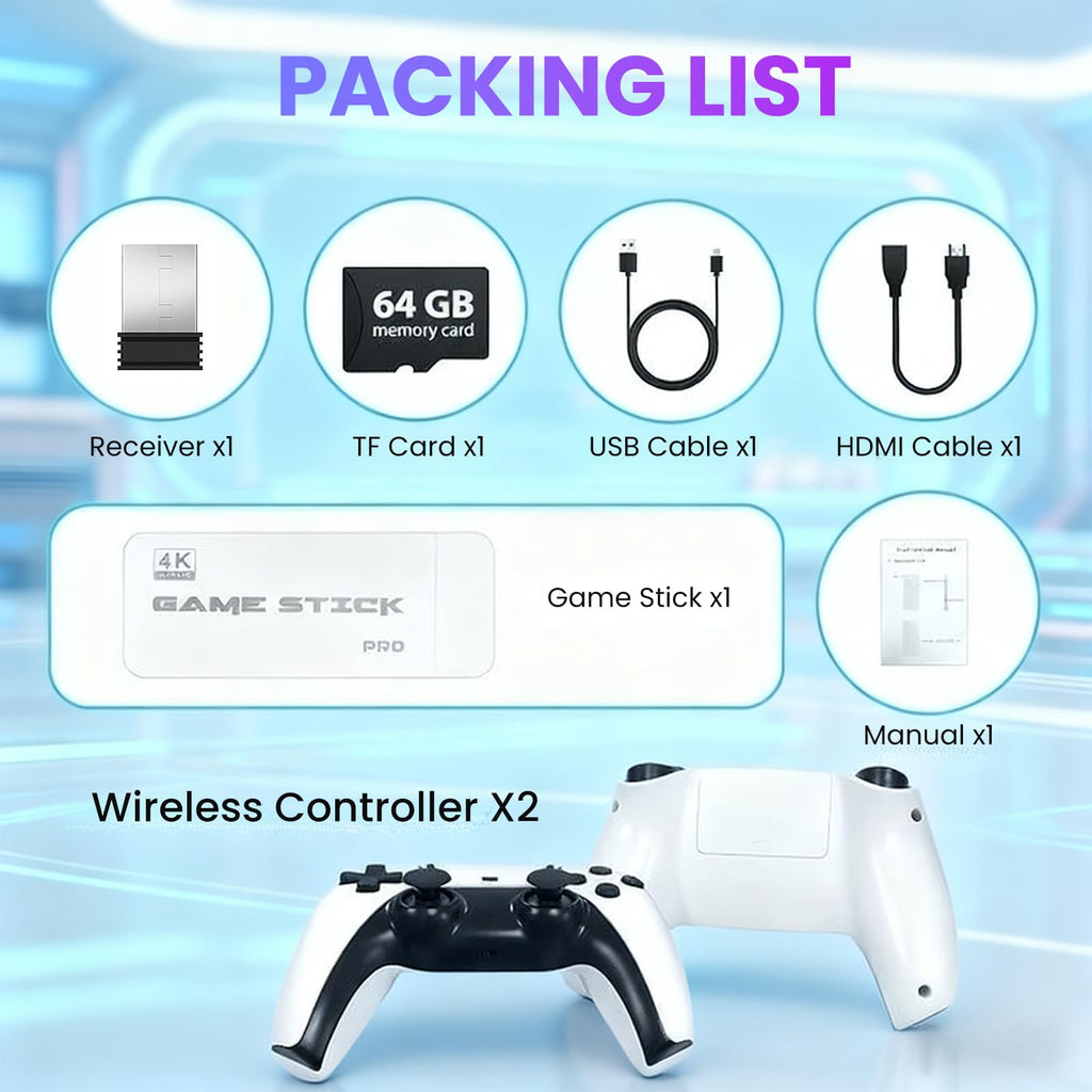 Wireless Plug and Play Retro Game Console with 20000+ Games and Dual 2.4G Wireless Controller V180