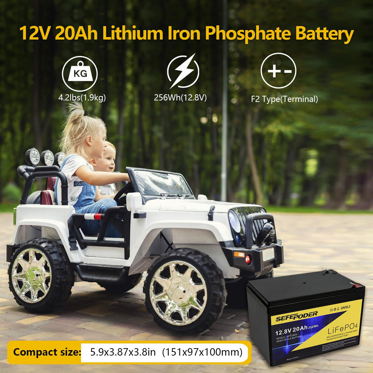 12V 20Ah Lithium LiFePO4 Deep Cycle Battery 2 Pack Q453038