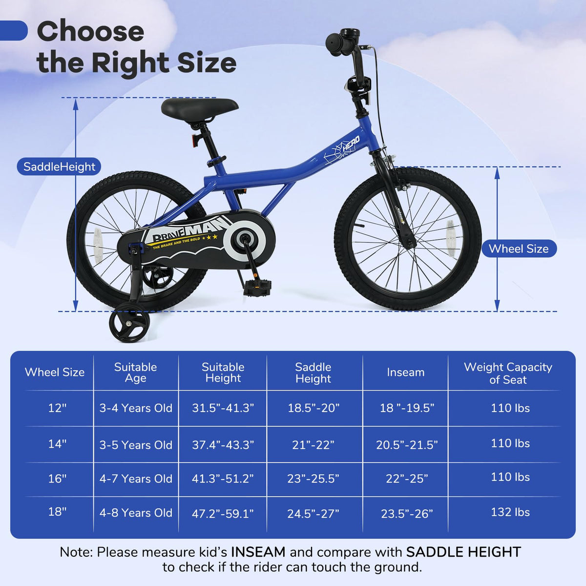 Kids Bike 12 14 16 18 Inch Bicycle E19704