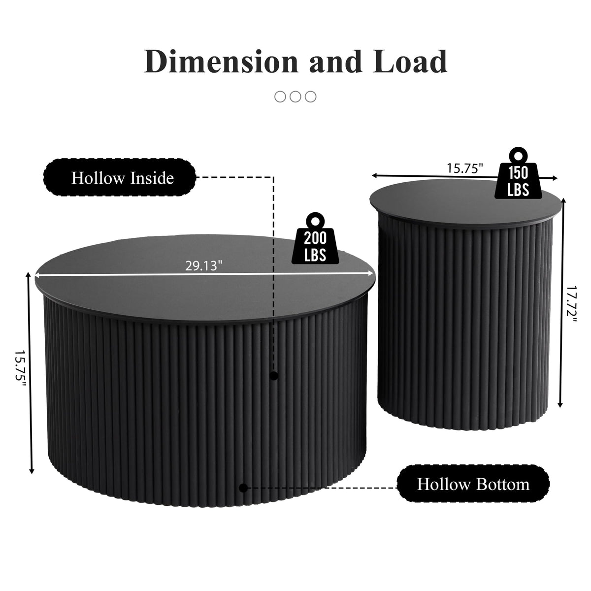 Fluted Round Nesting Coffee Table Set of 2 V74607