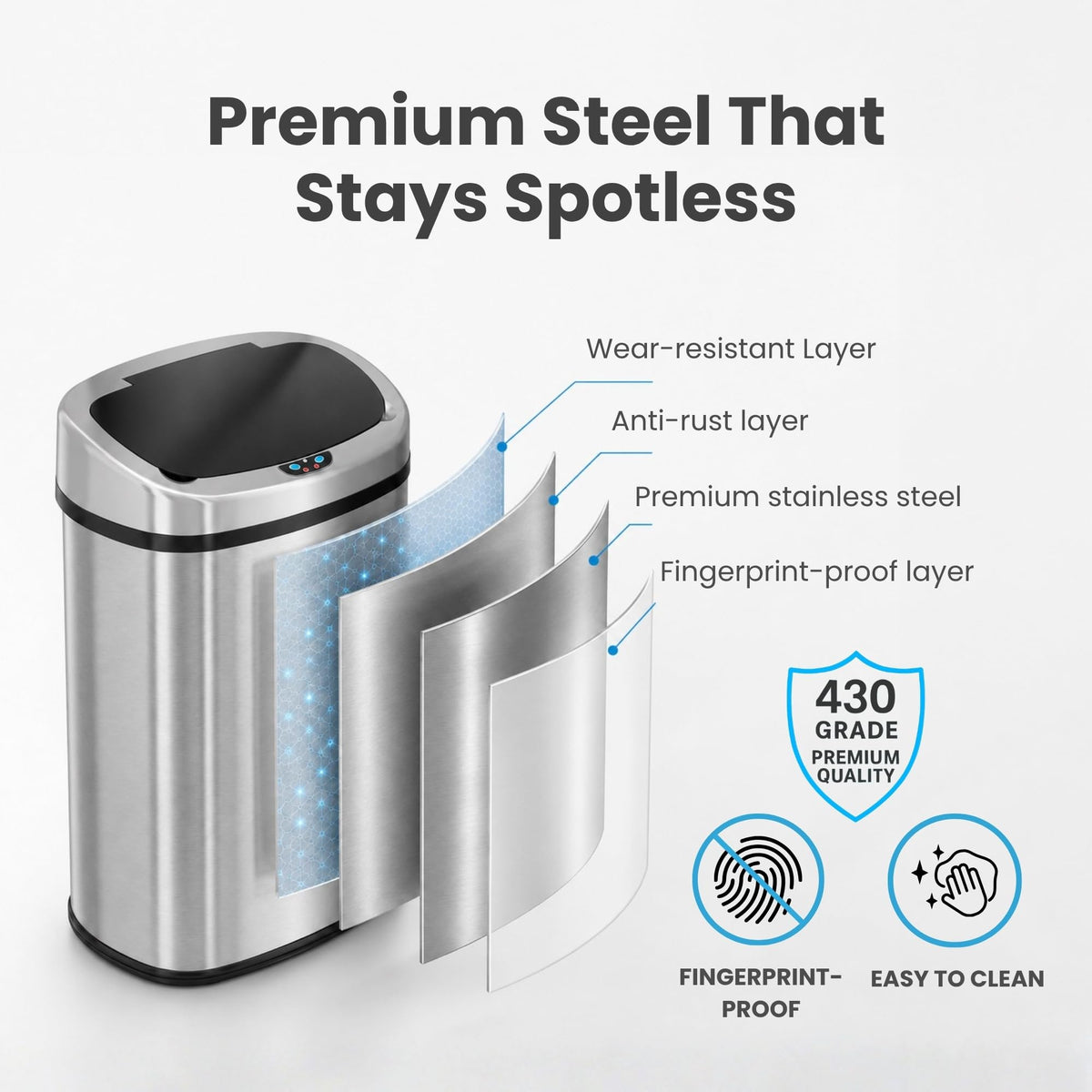 13 G Stainless Steel Sensor Trash Can M619