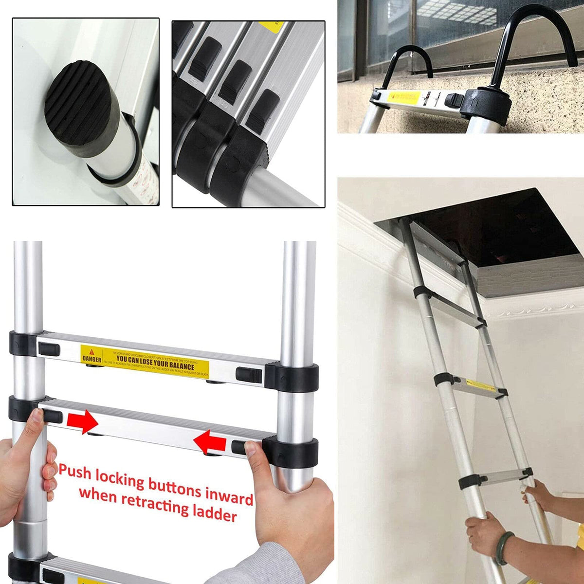 20.34 ft Aluminum Telescopic Ladder 330lbs M528915