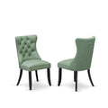 Button Tufted Nailhead Willow Green Polyester Upholstered Dining Chairs, Set of 2 E271670