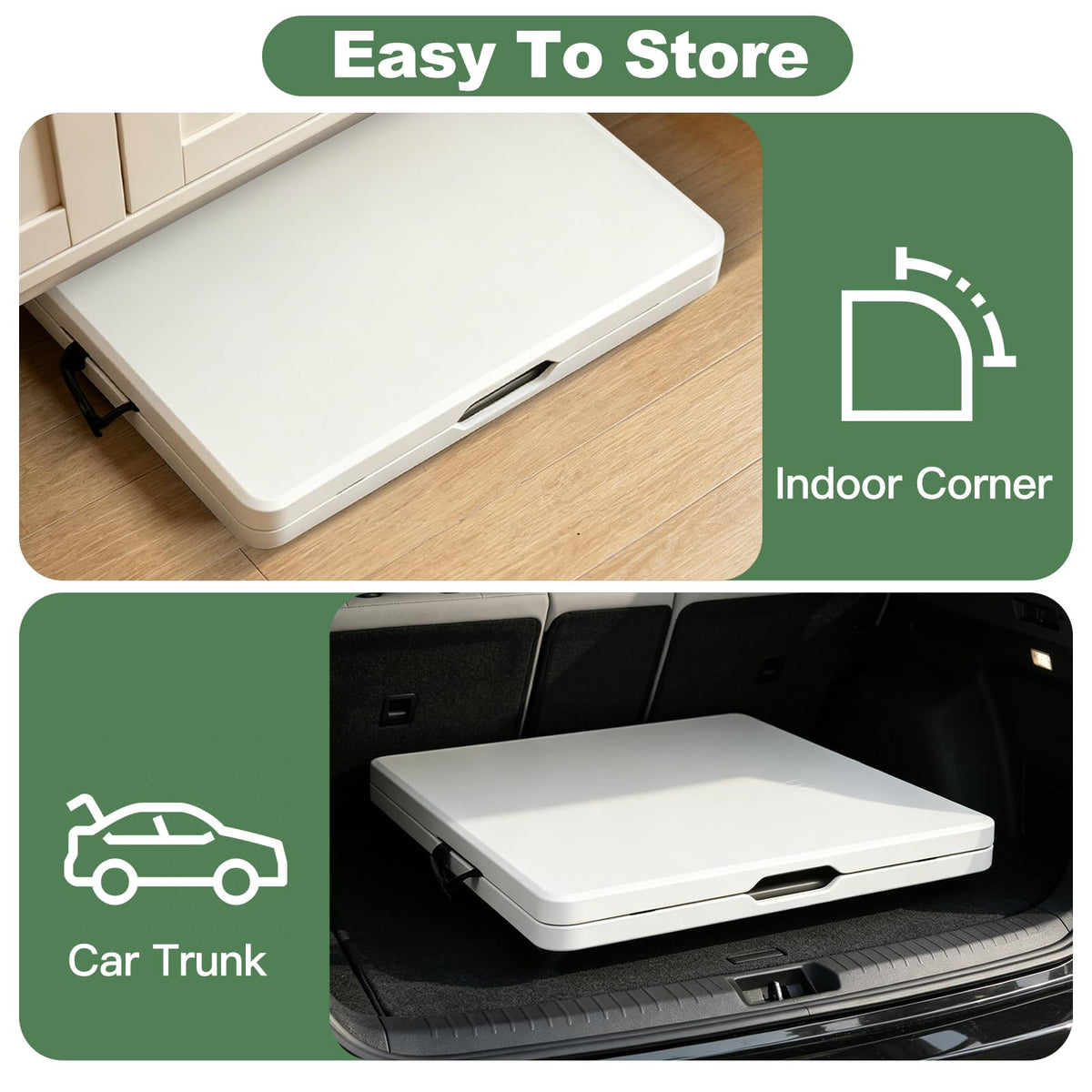 6FT Folding Plastic Utility Table with Carrying Handle, White J4022