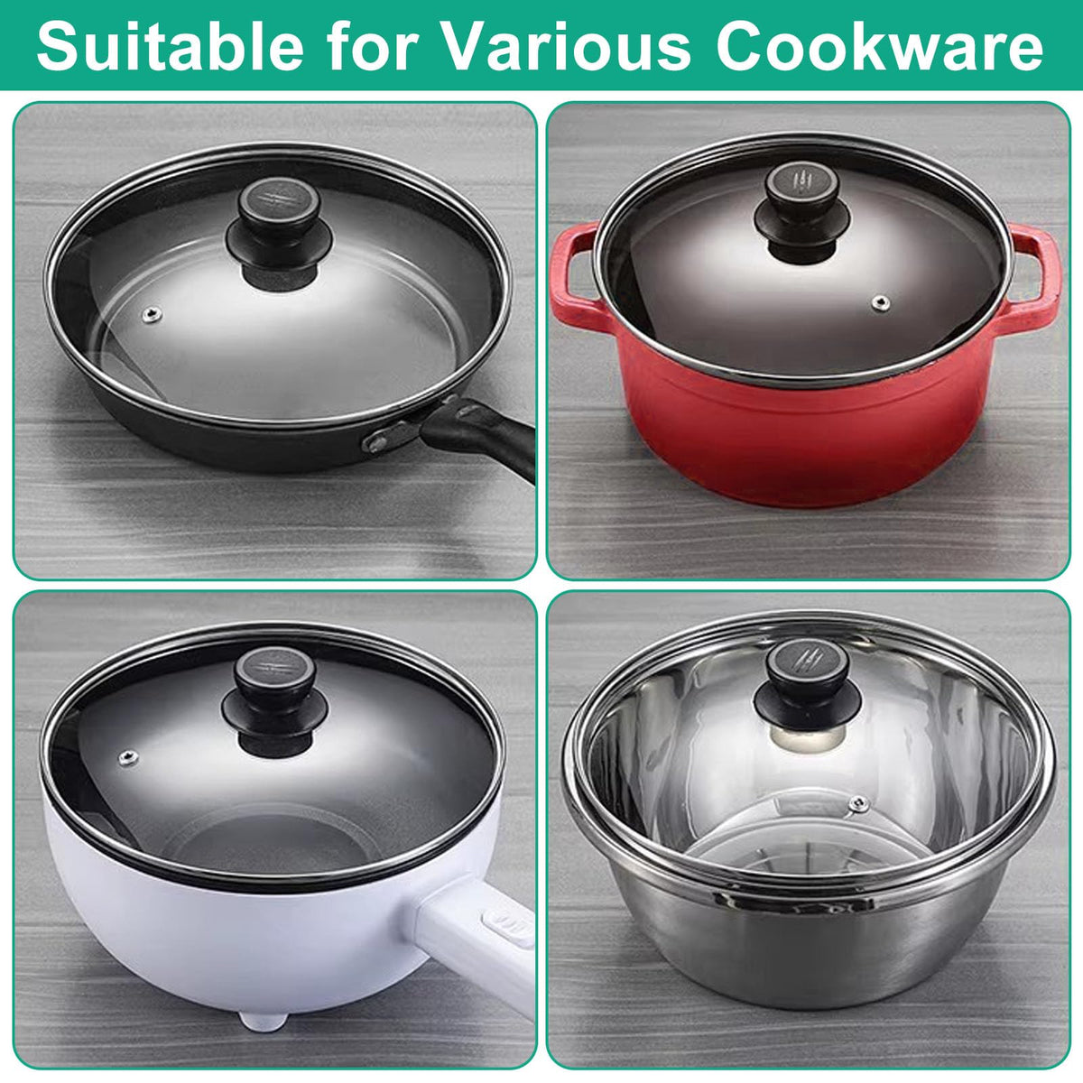 10 Inch Round Tempered Glass Pan Lid with Heat Resistant Handle R8721