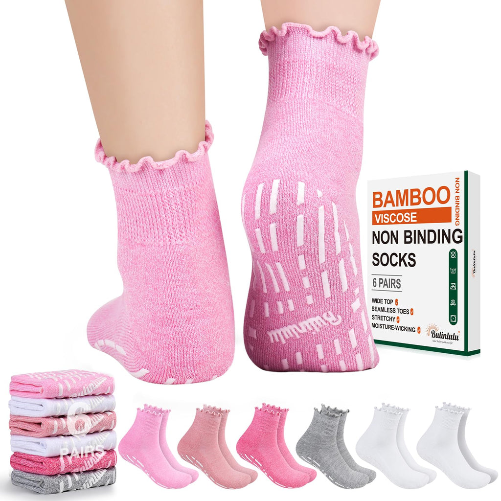Non Slip Diabetic Socks for Women 6 Pairs Size 9-11 B782404