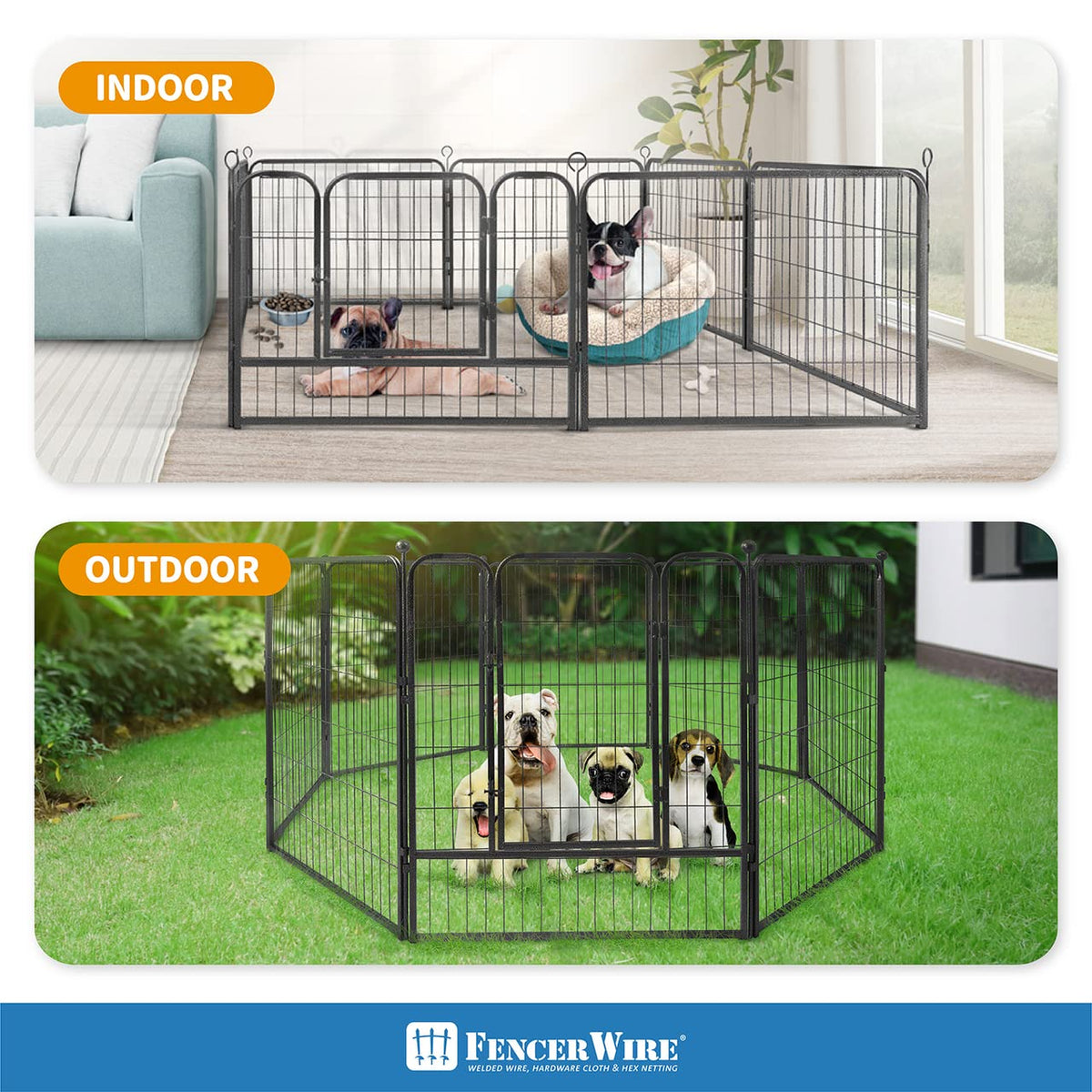 Foldable Metal Pet Playpen with Gate Y1455