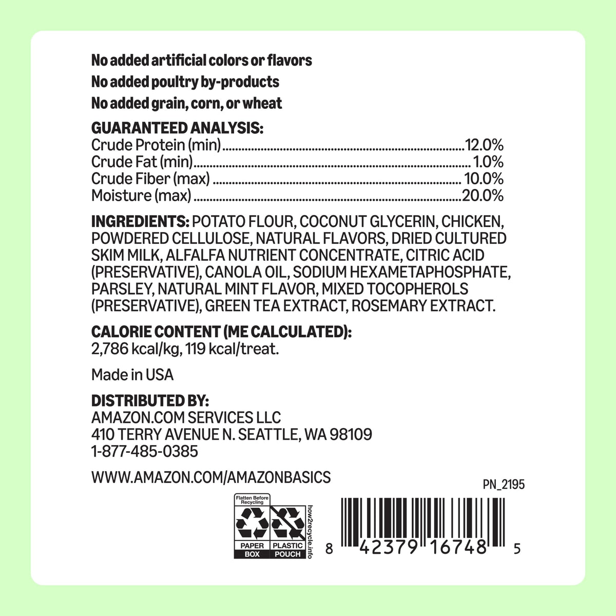 Unflavored Dental Dog Treats, 24 Count Q859