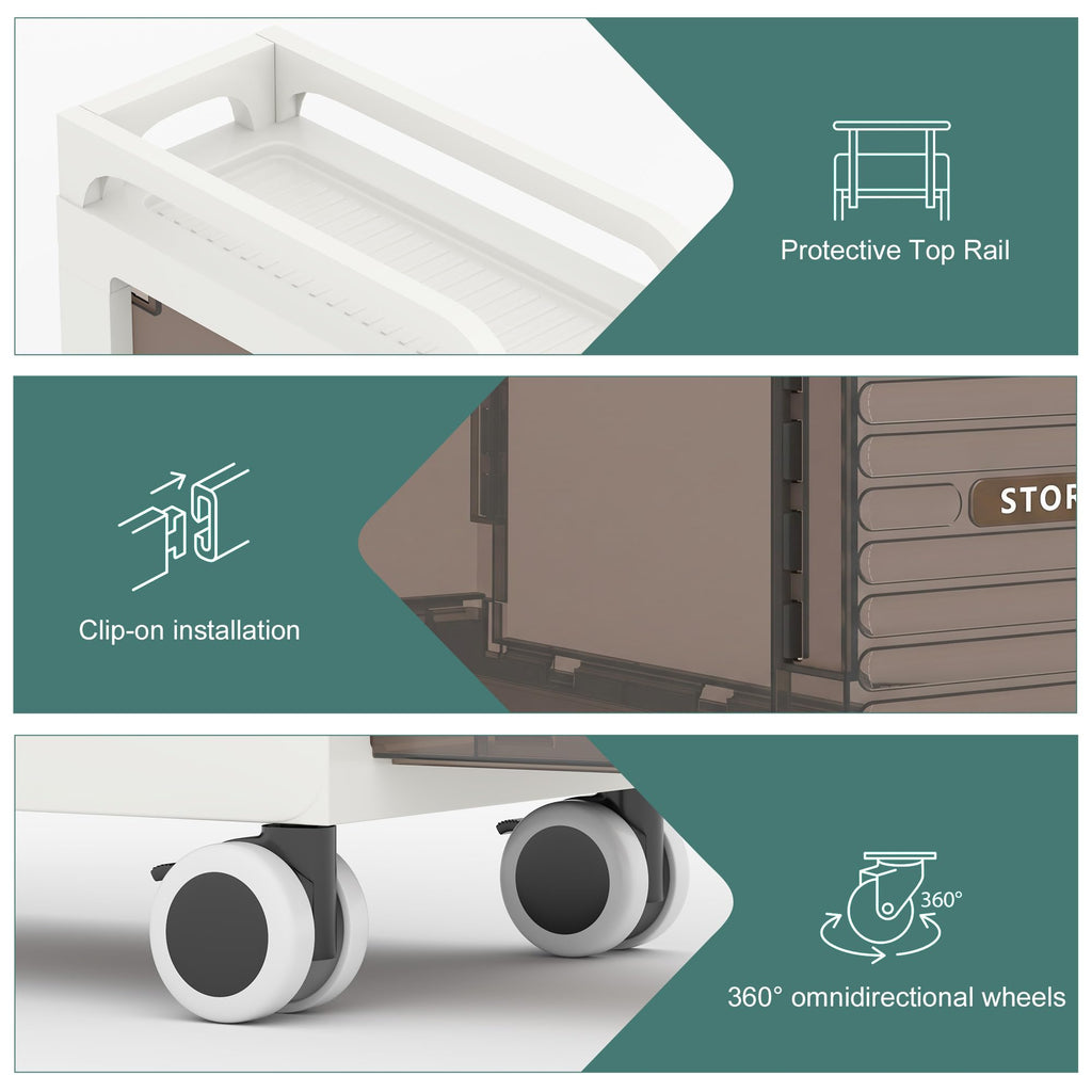 7.87" Wide Slim Bathroom Storage with Drawers and Wheels D921