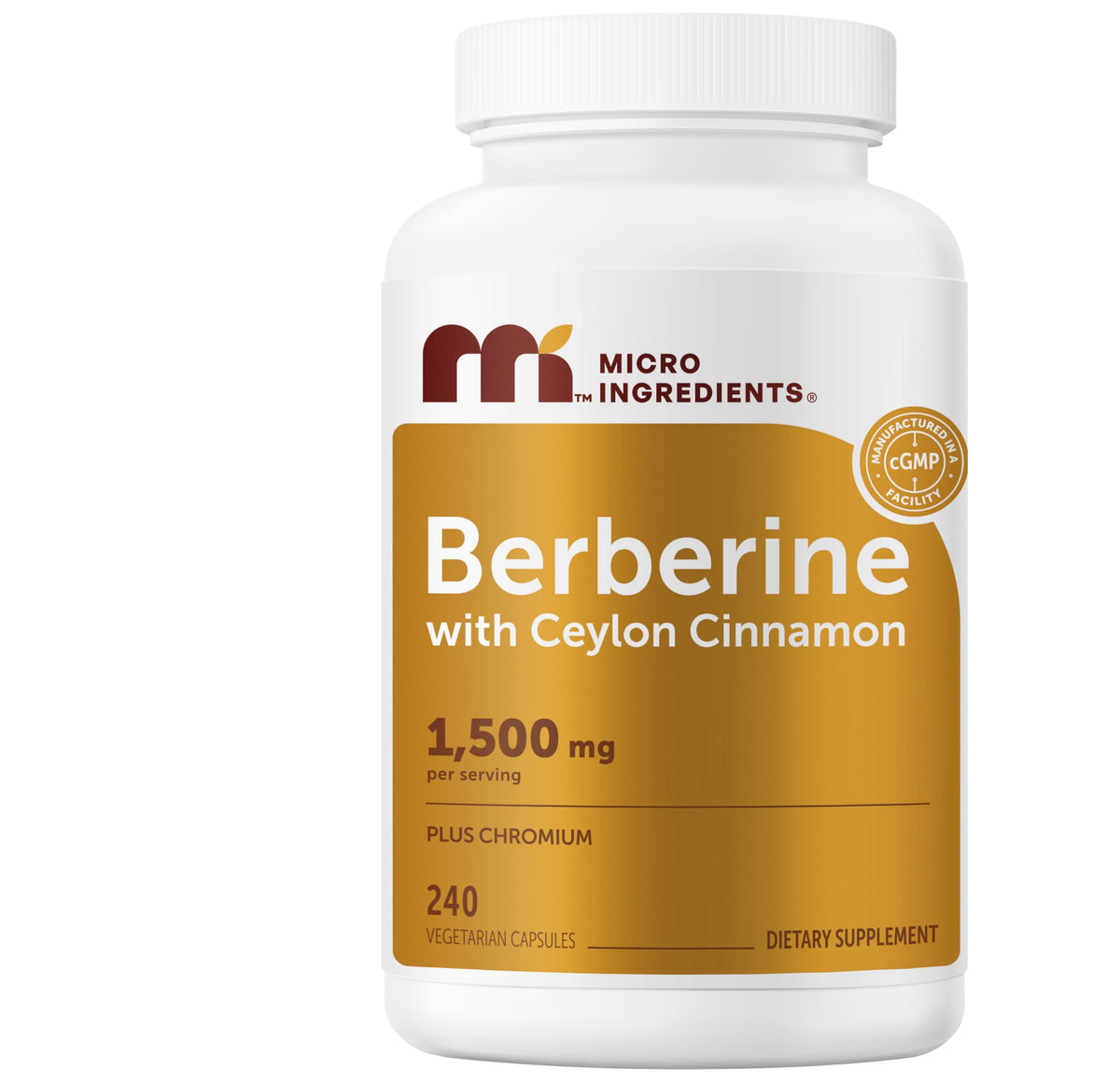 Berberine HCl with Ceylon Cinnamon 1,500 mg 240 Vegetarian Capsules X768248