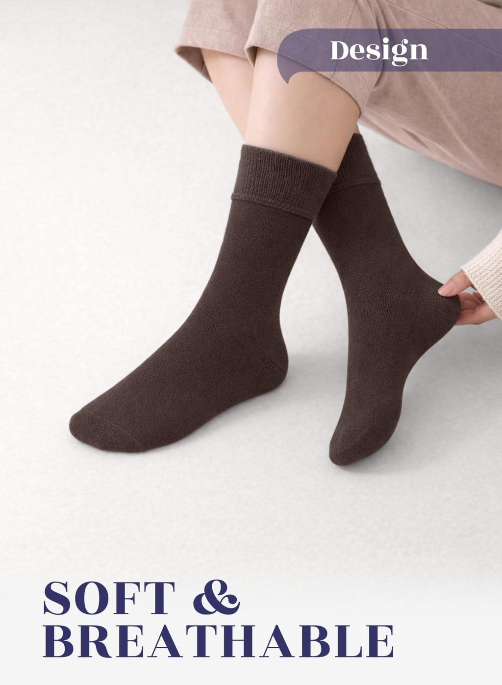 Women's Thin Bamboo Crew Socks, 3-6 Pairs E6589