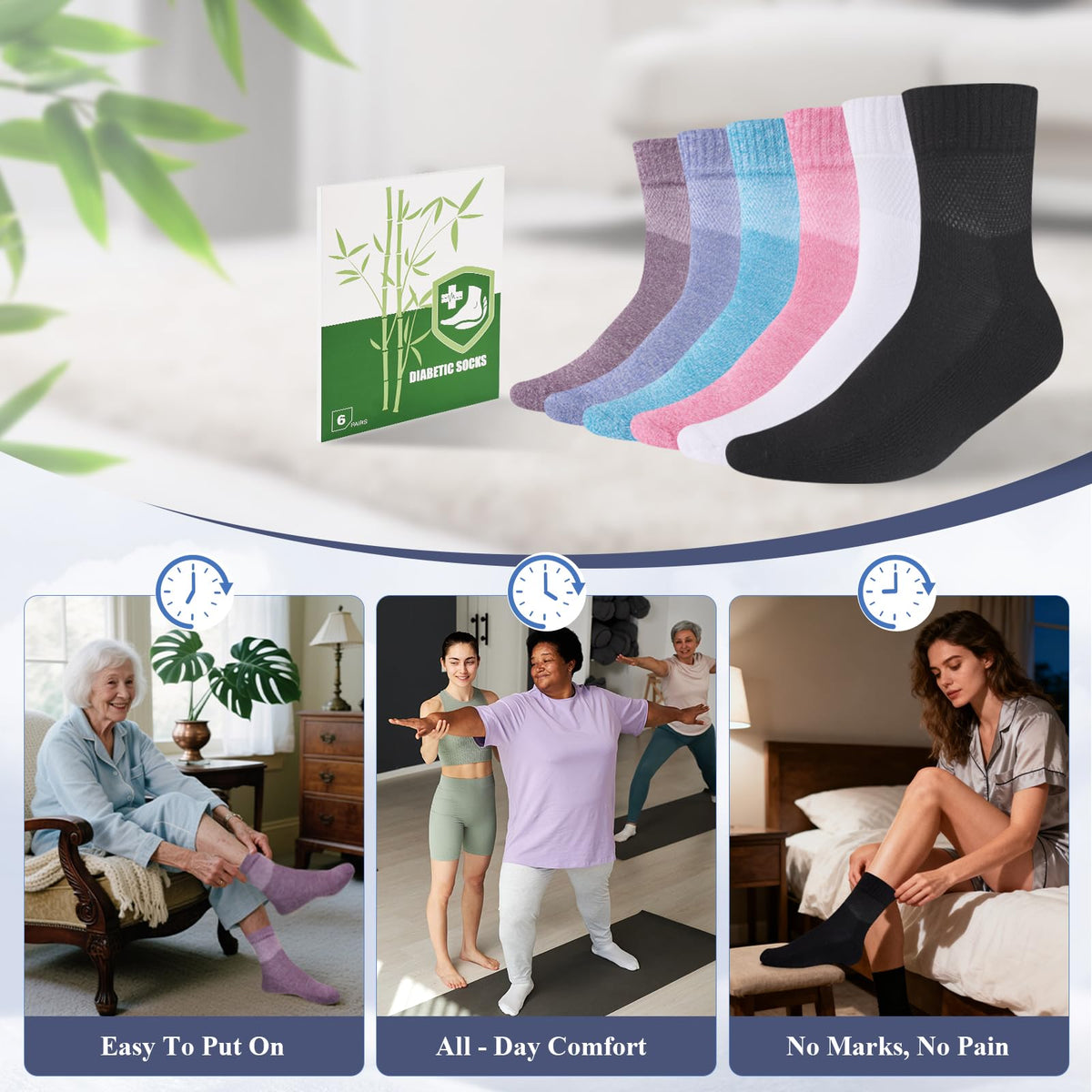 Bamboo Viscose Non Binding Wide Top Ankle Socks W670099