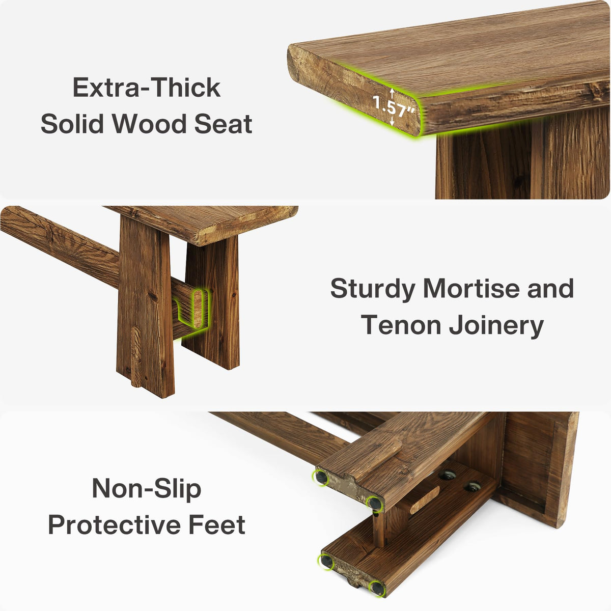 59" Solid Wood Bench N39832