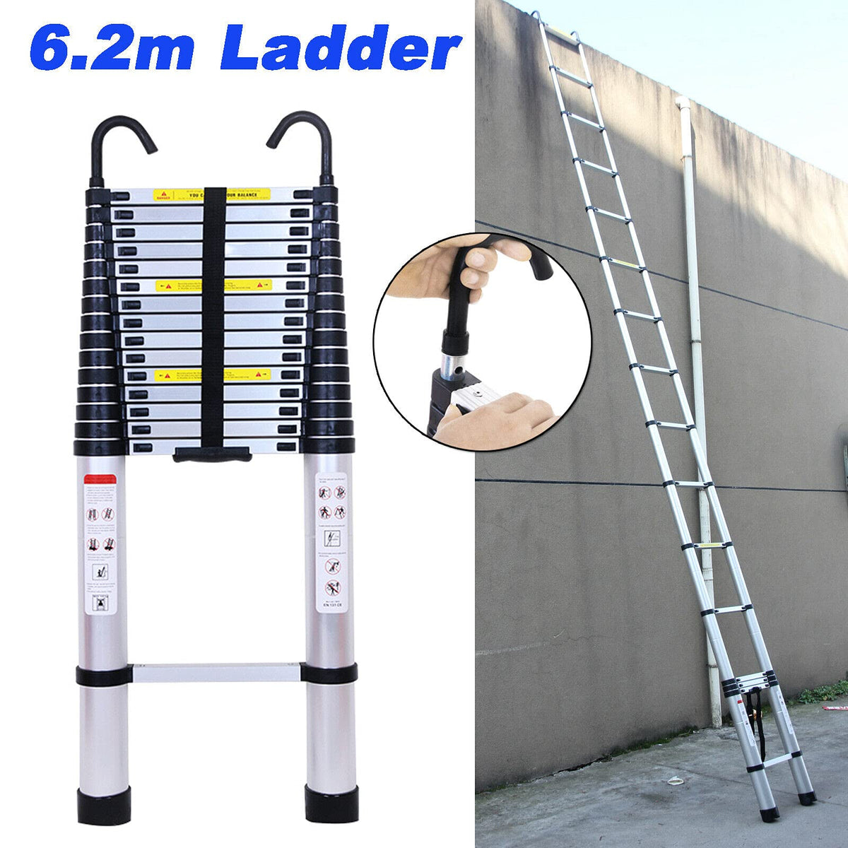 20.34 ft Aluminum Telescopic Ladder 330lbs M528915