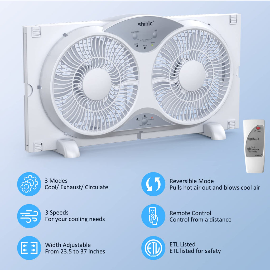 9" Twin Window Fan Reversible Airflow G1328