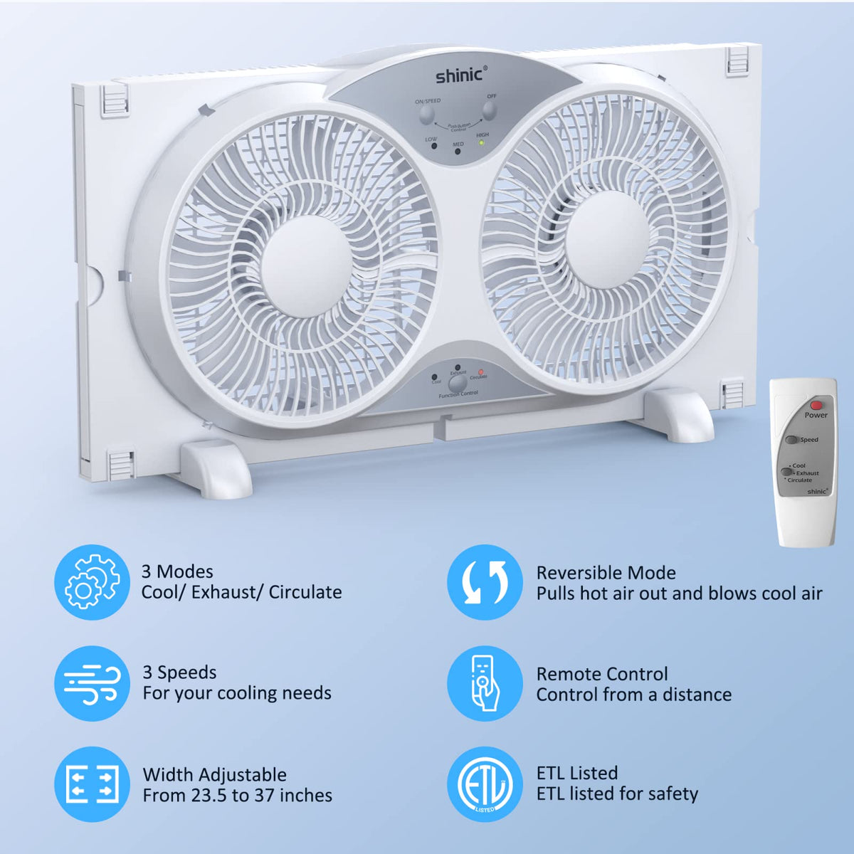 9" Twin Window Fan Reversible Airflow G1328