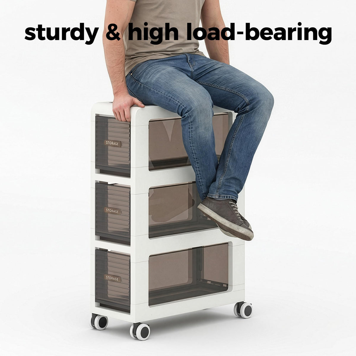 7.87" Wide Slim Bathroom Storage with Drawers and Wheels D921