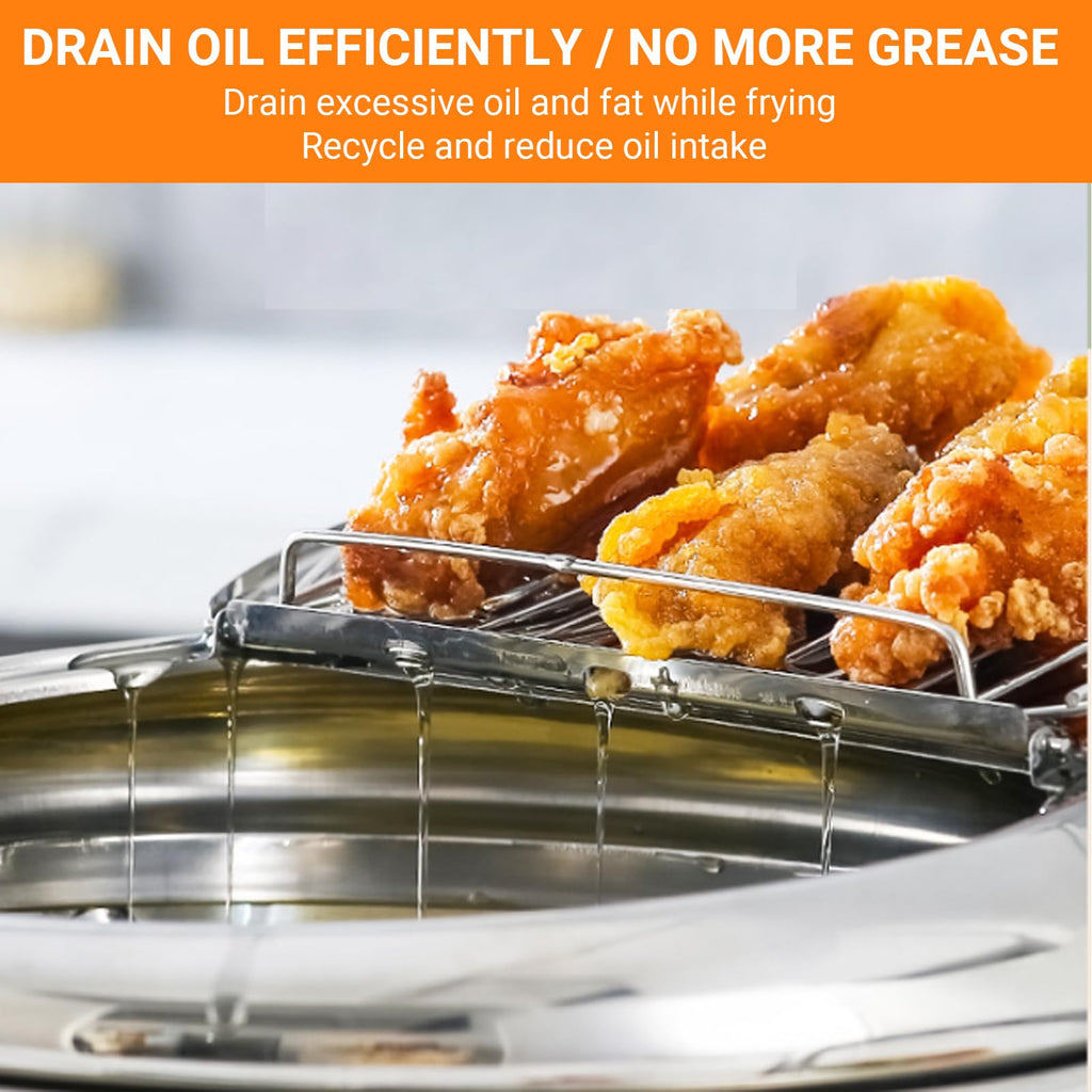 4.2L Stainless Steel Deep Fryer Pot with Thermometer W3949