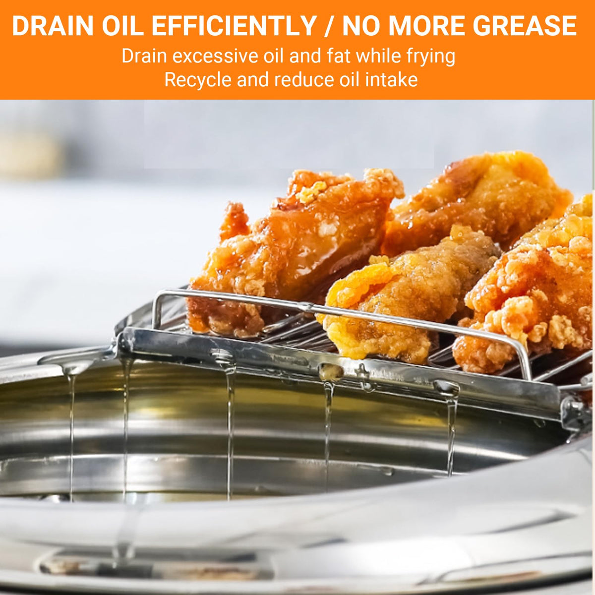 4.2L Stainless Steel Deep Fryer Pot with Thermometer W3949