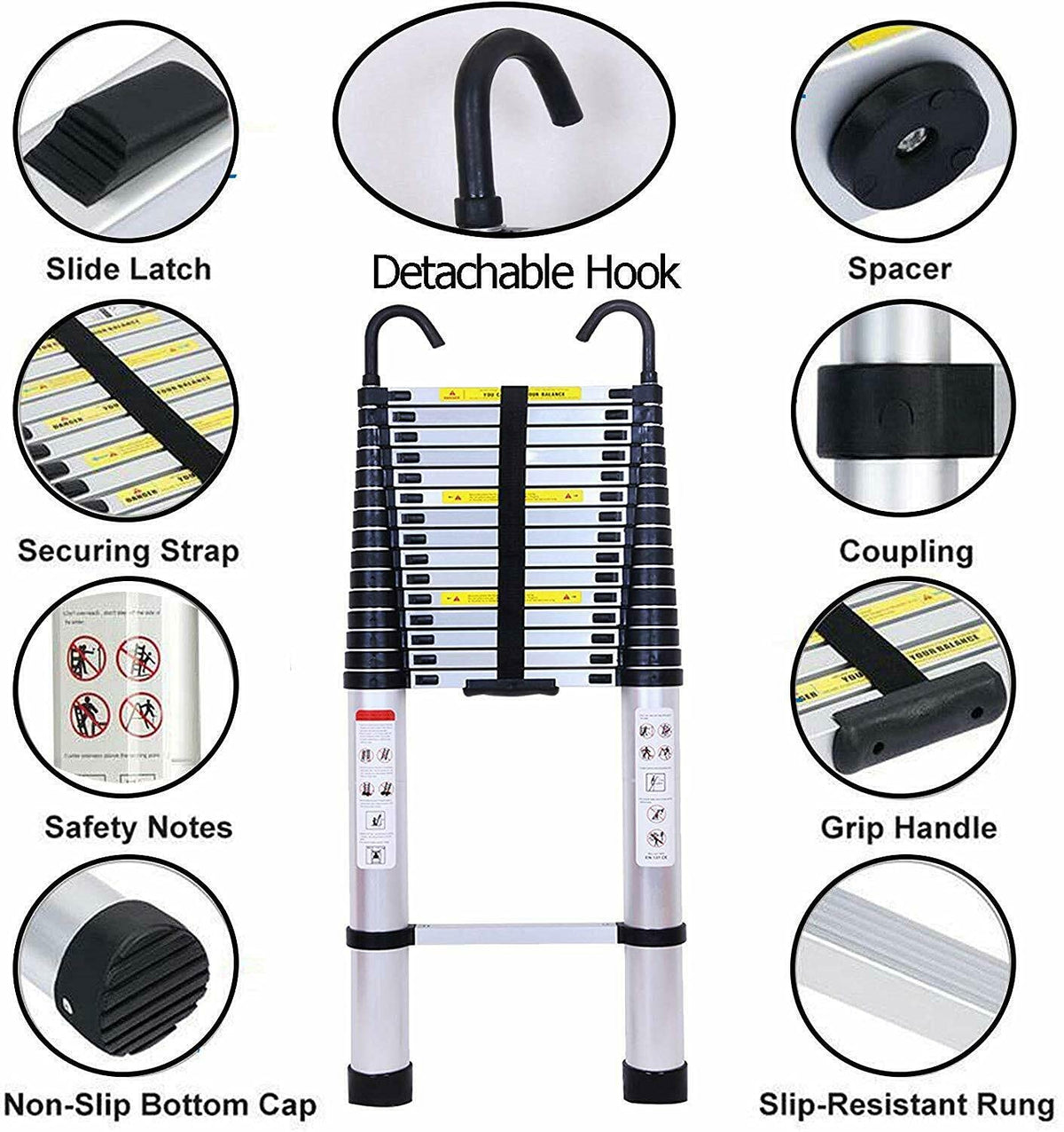 20.34 ft Aluminum Telescopic Ladder 330lbs M528915