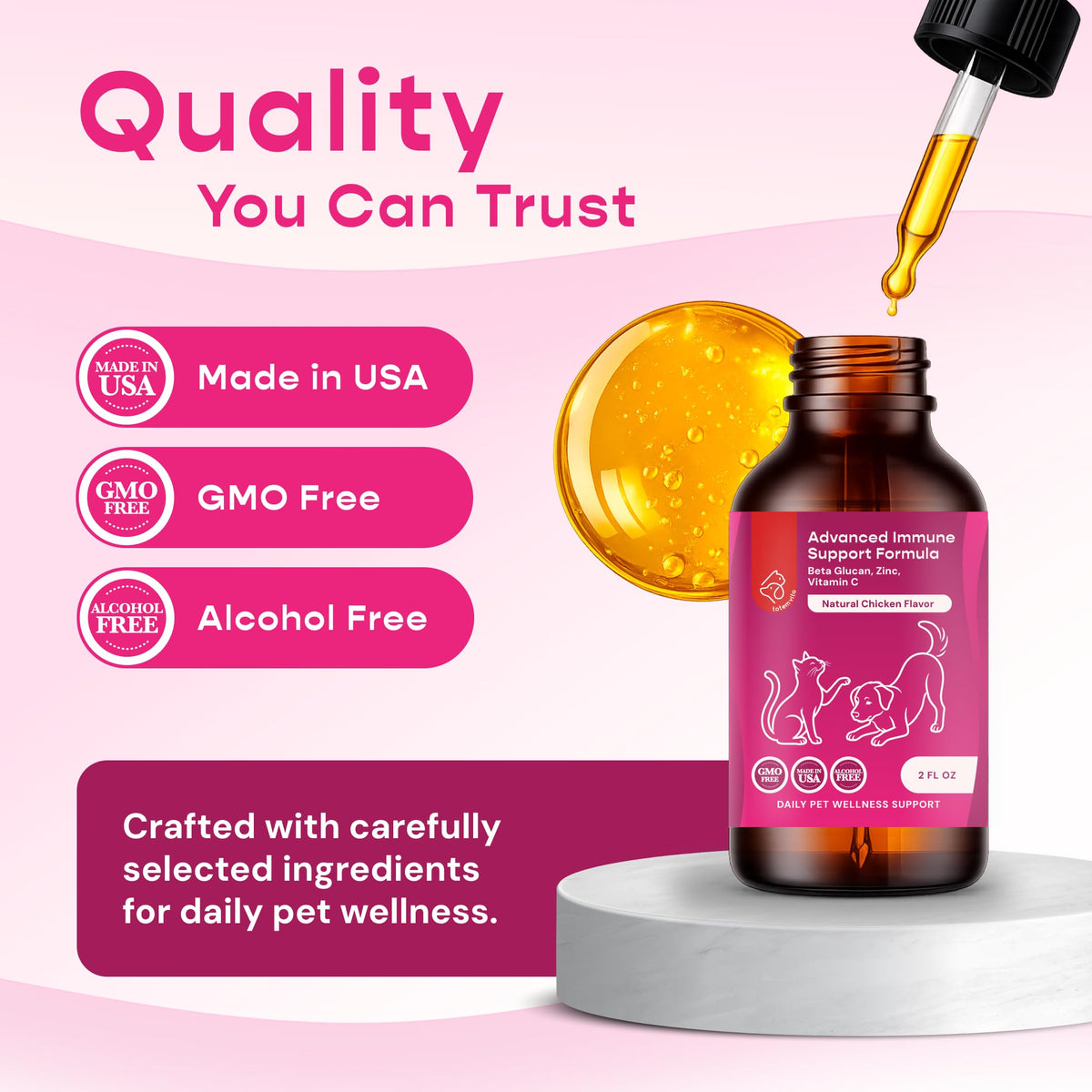 Liquid Pet Supplement with Astragalus, Elderberry, Echinacea & Beta Glucan, 2 fl oz U91841