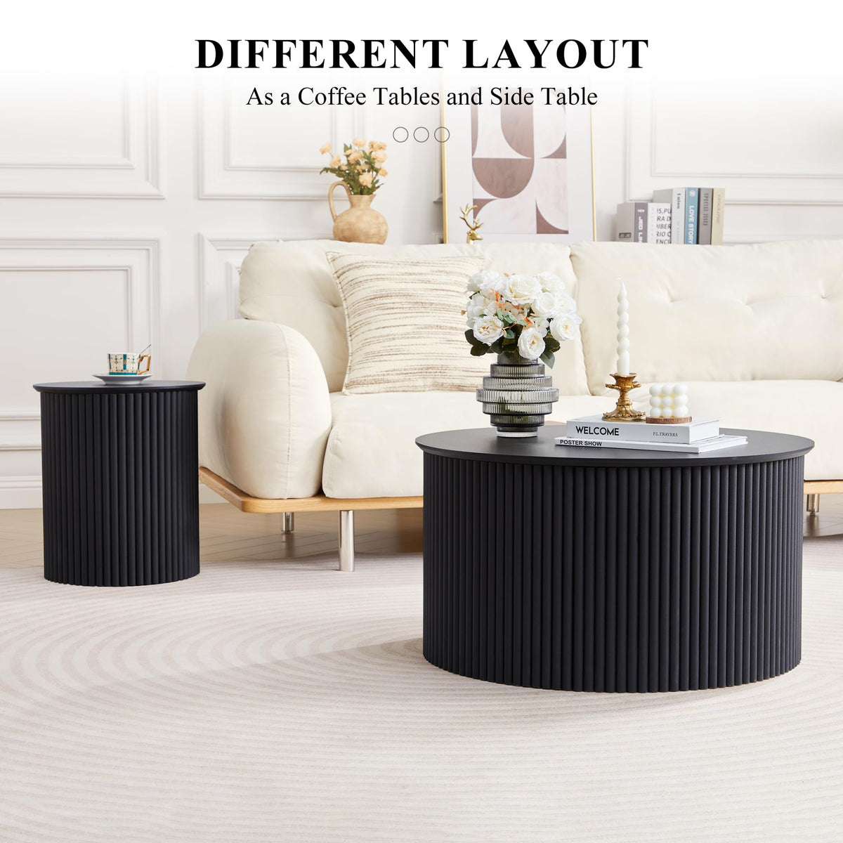 Fluted Round Nesting Coffee Table Set of 2 V74607