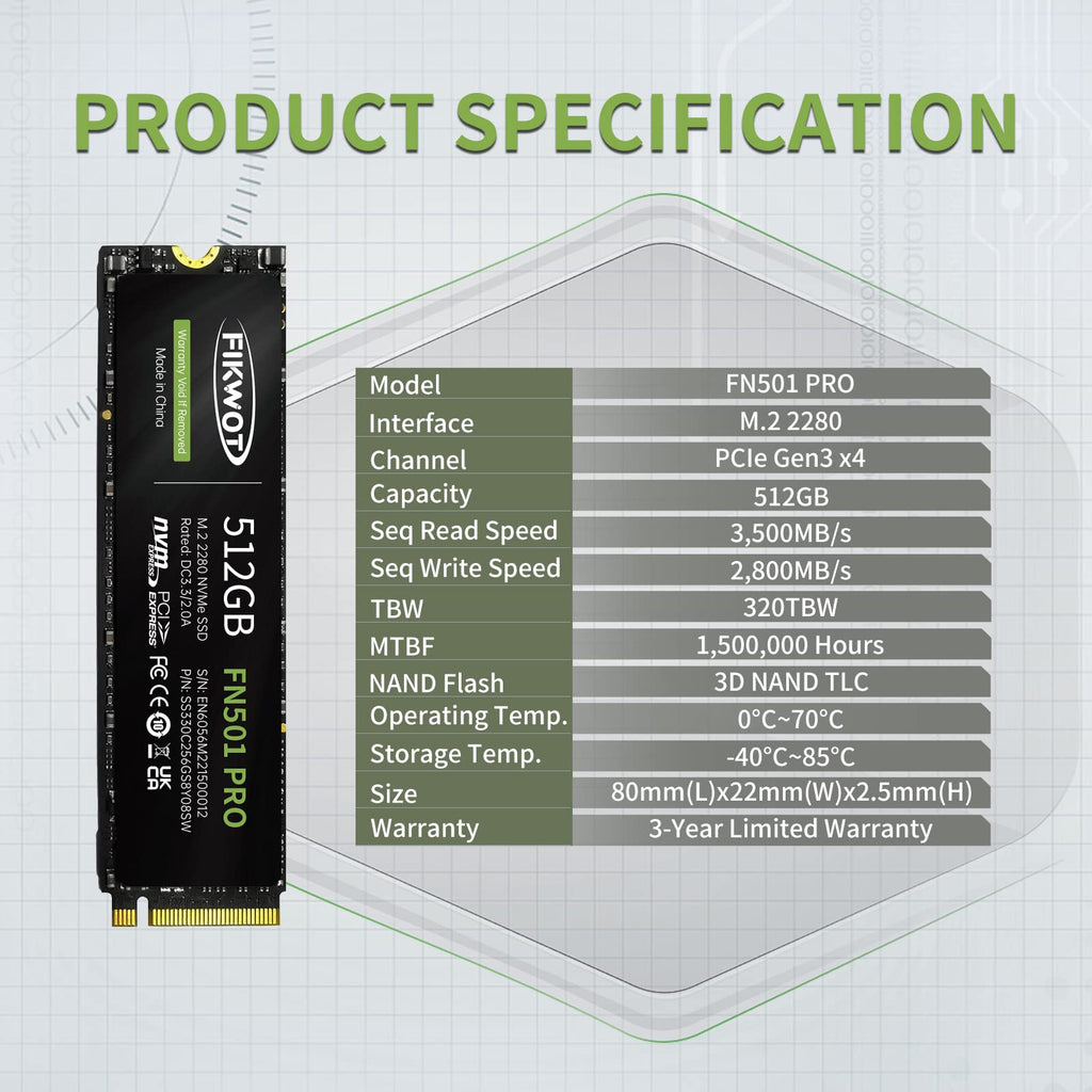 512GB NVMe M.2 2280 PCIe Gen3 x4 Internal Solid State Drive M739731