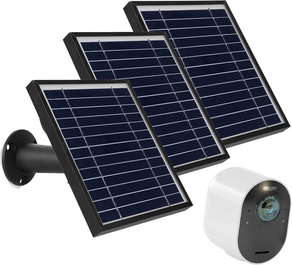 3 Pack Black 6V Solar Panel with 11ft Waterproof Magnetic Power Cable and Adjustable Mount J911