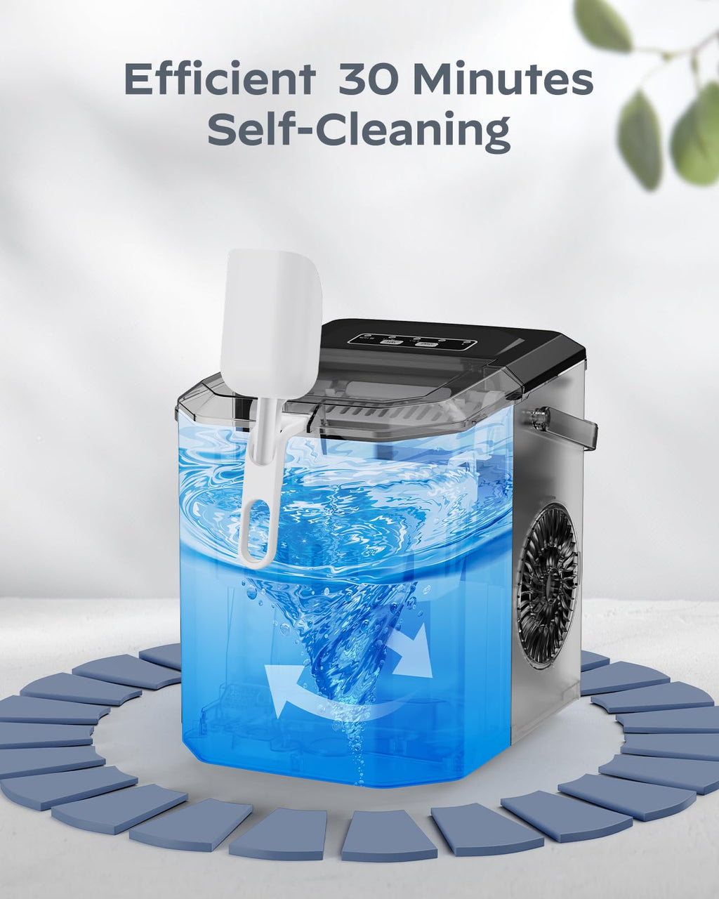 Stainless Steel Portable Countertop Ice Maker with Basket and Scoop O3281