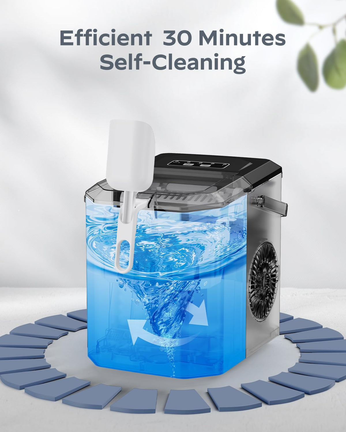 Stainless Steel Portable Countertop Ice Maker with Basket and Scoop O3281