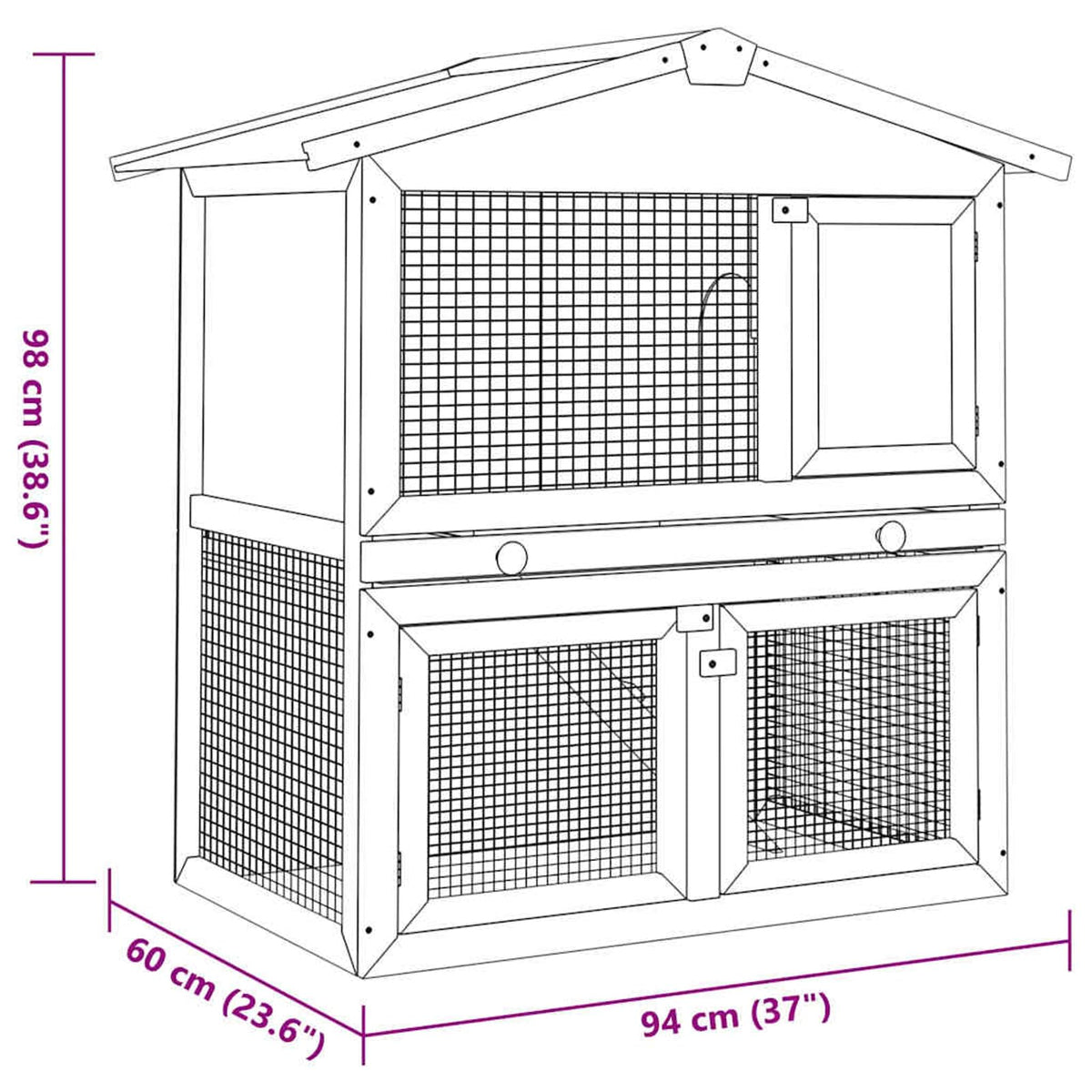 2-Tier Wooden Rabbit Hutch with Ramp G8663