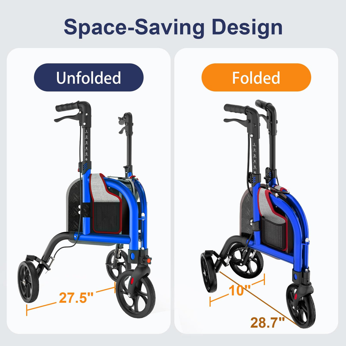 Foldable Narrow 3 Wheel Walker Z1778